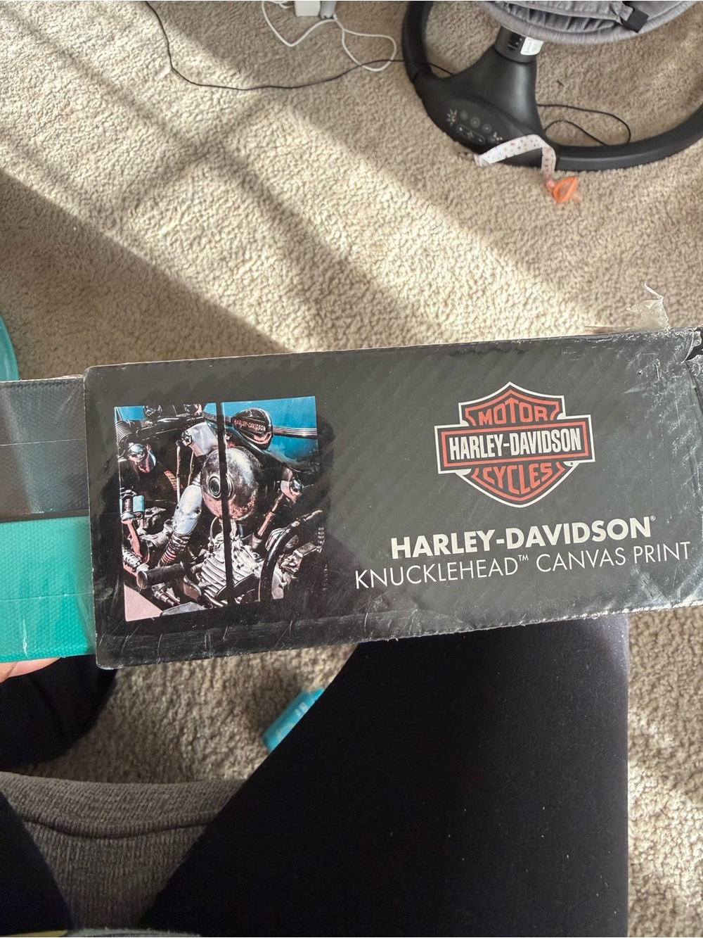 Harley-Davidson Teal and Chrome Motorcycle Engine Diptych